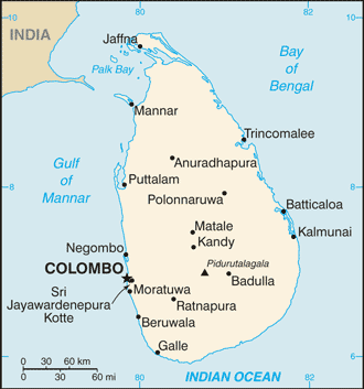 Sri Lanka Karte Ceylon
