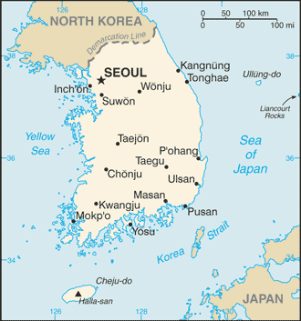 Südkorea Karte