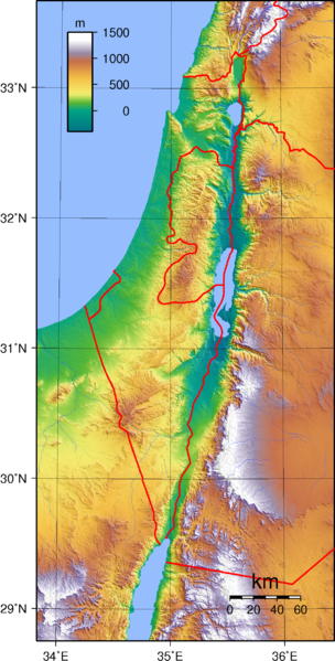Israel Landkarte Topgraphie