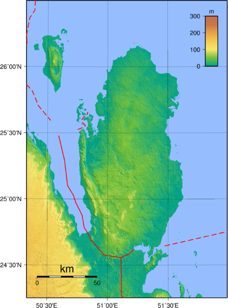 Katar topograhische Karte