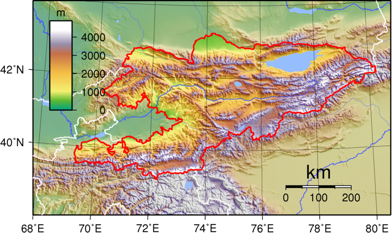 Kirgisistan topographische Karte