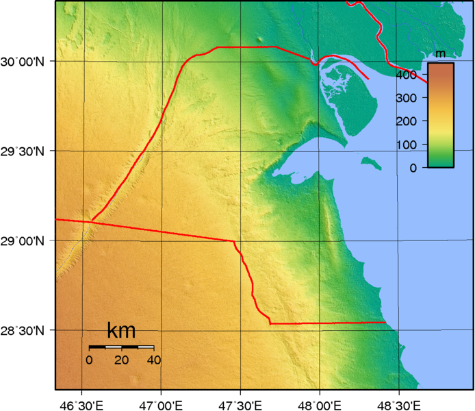 Kuwait Topographie Landkarte