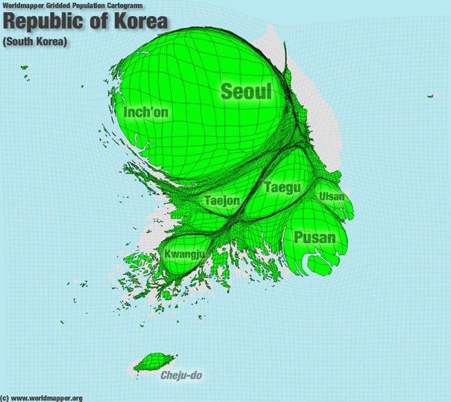 Südkorea Bevölkerung Verteilung